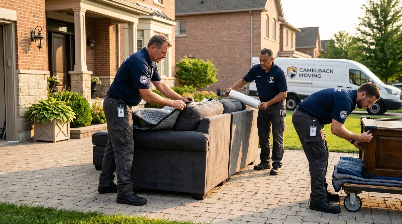 Large estate moving crew wrapping furniture in Port Aransas, TX
